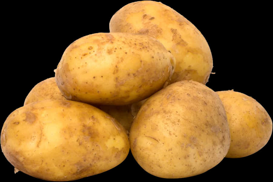 Fresh Yellow Potatoes Black Background
