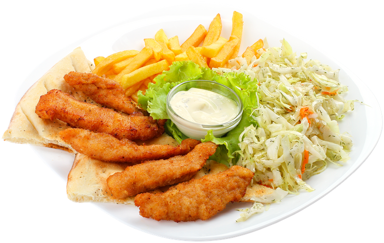 Fried Chicken Stripswith Friesand Salad