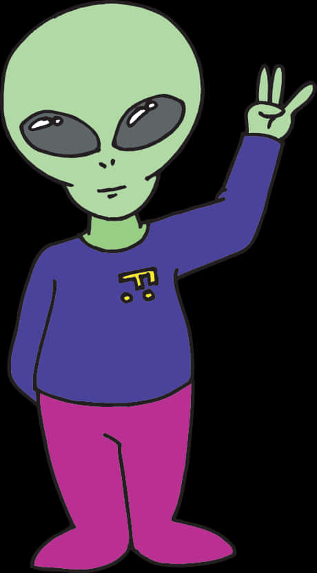 Friendly Cartoon Alien Gesture