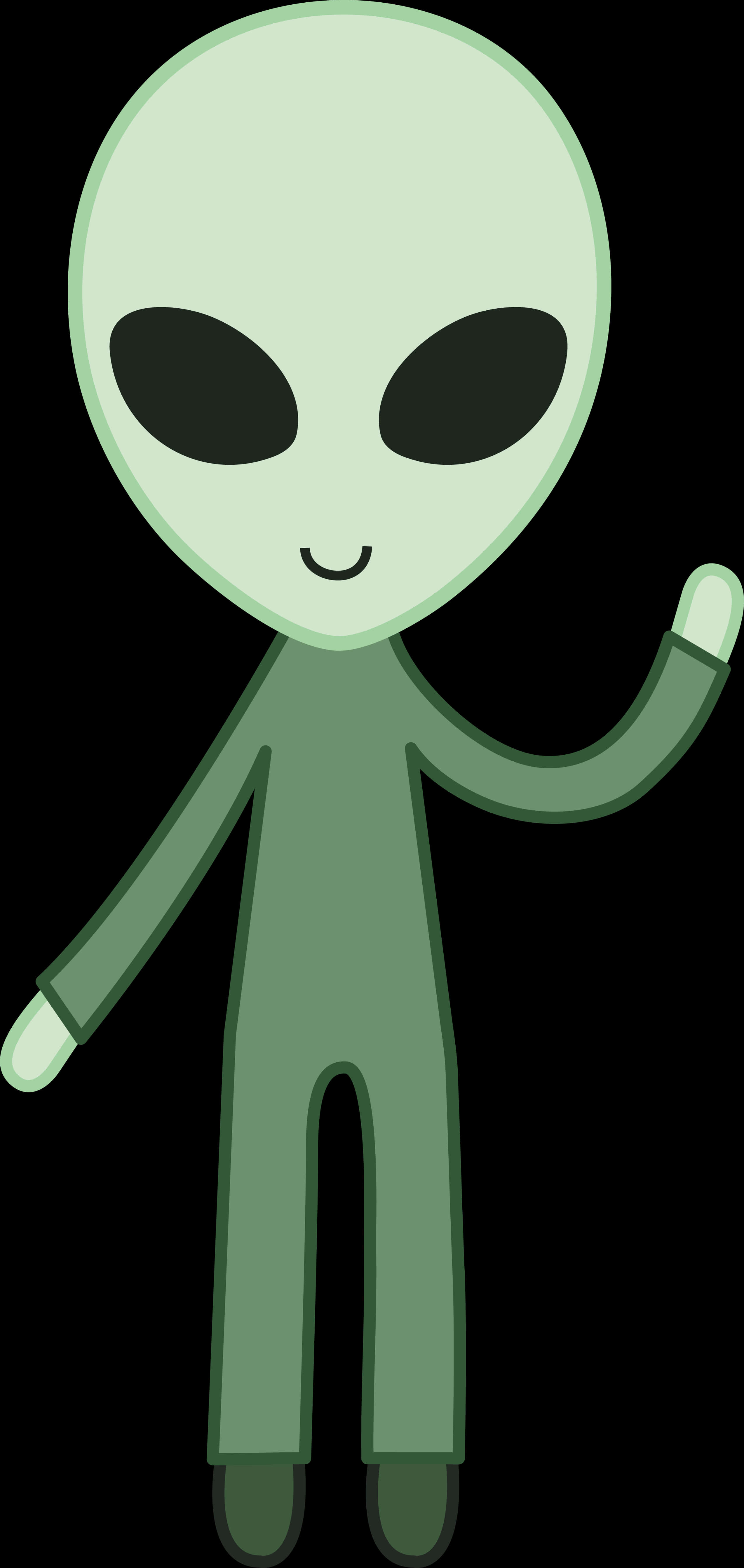 Friendly Cartoon Alien Waving