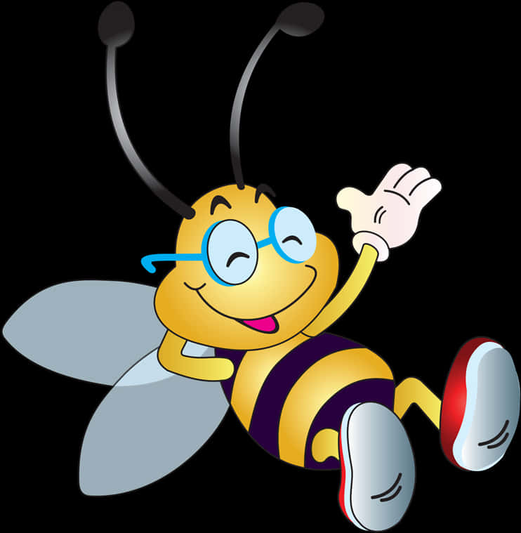 Friendly Cartoon Bee Waving