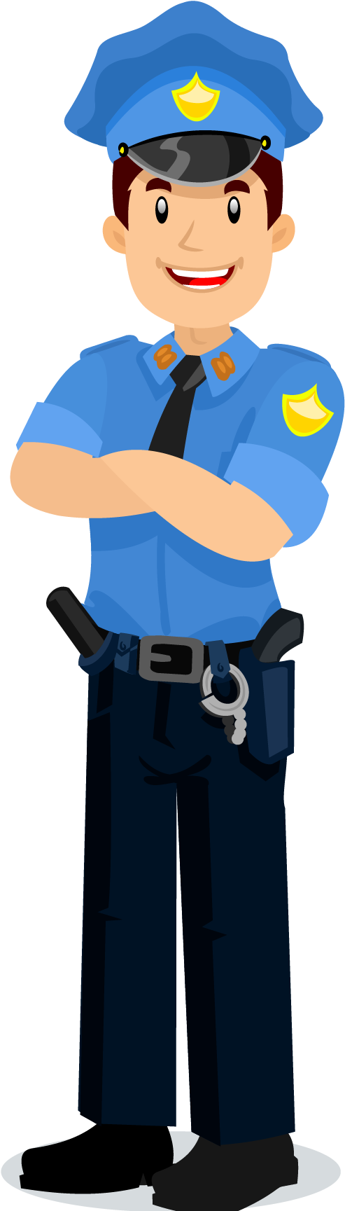 Friendly Cartoon Policeman Standing Vector