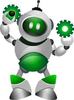 Friendly Green Robot Holding Gears.jpg