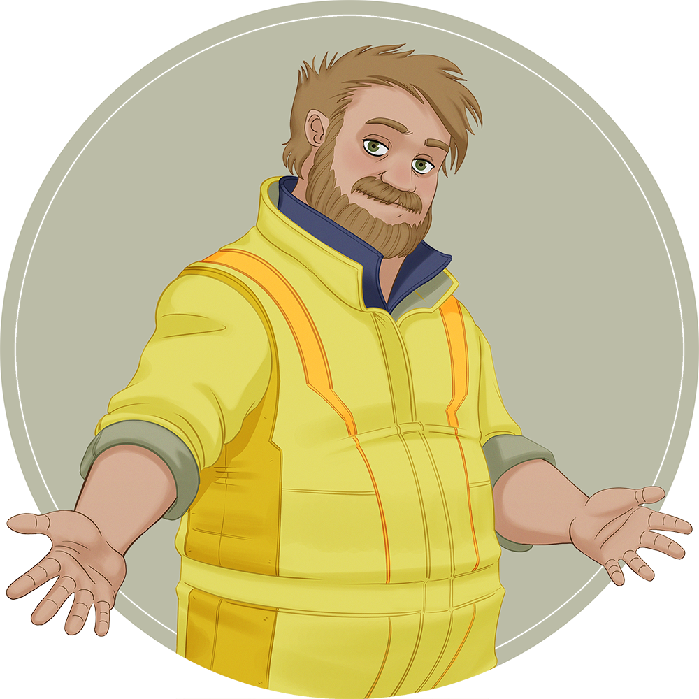 Friendly Janitor Cartoon Character