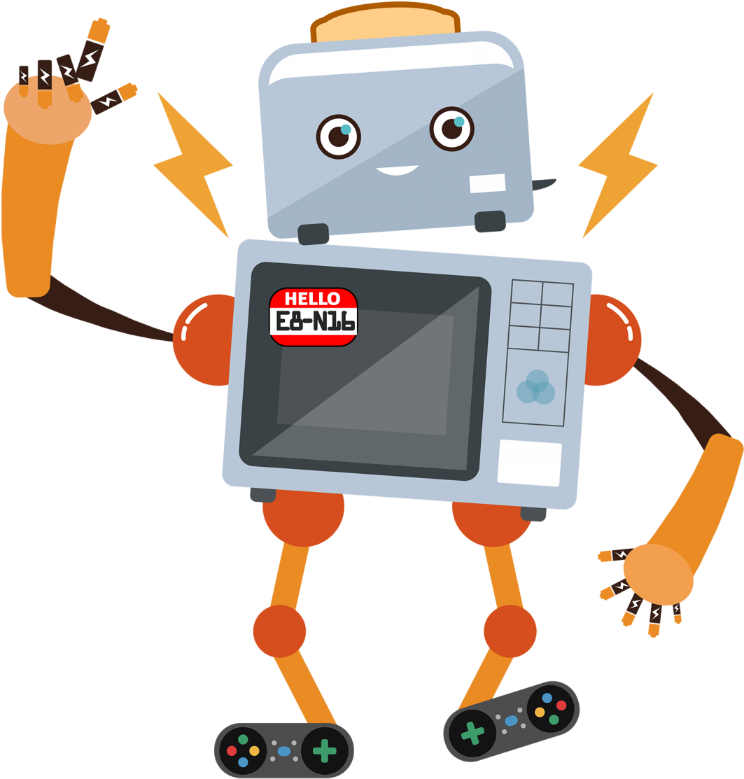 Friendly_ Robot_with_ Gaming_ Controllers_and_ Energy_ Drink