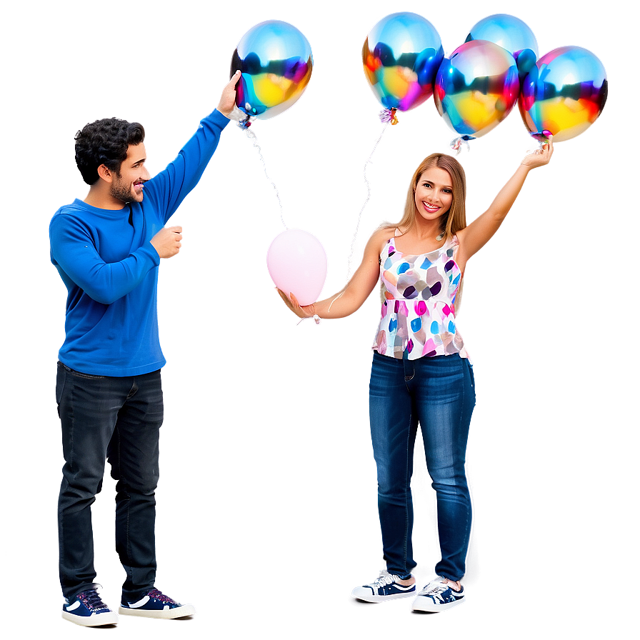 Friends With Balloons Png Orr