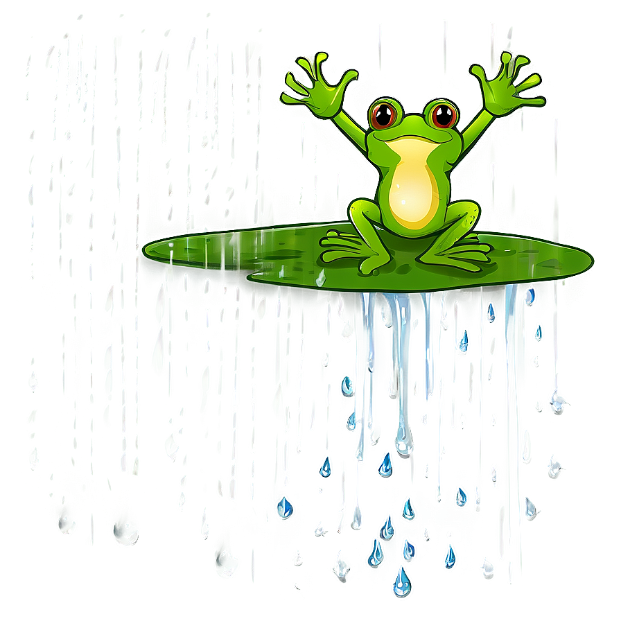 Frog In Rain Illustration Png 06212024