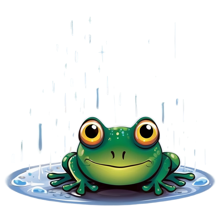 Frog In Rain Illustration Png 06212024