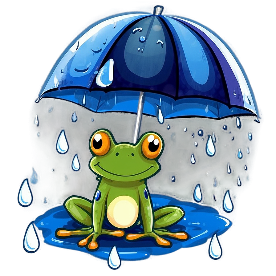 Frog In Rain Illustration Png 65