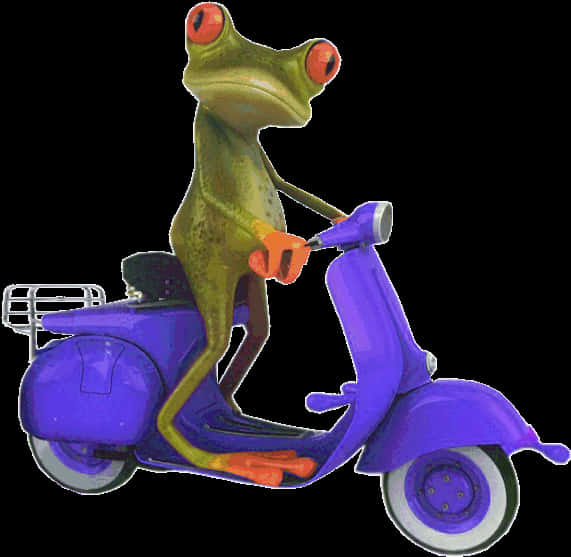 Frog On Scooter Cartoon