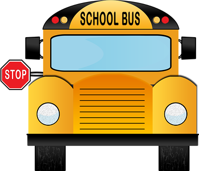 Front View Yellow School Bus Illustration