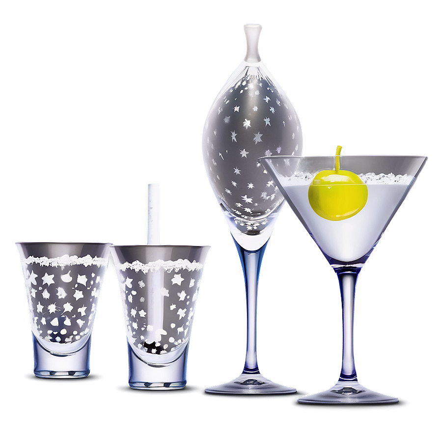 Frosted Martini Glassware Png 05242024