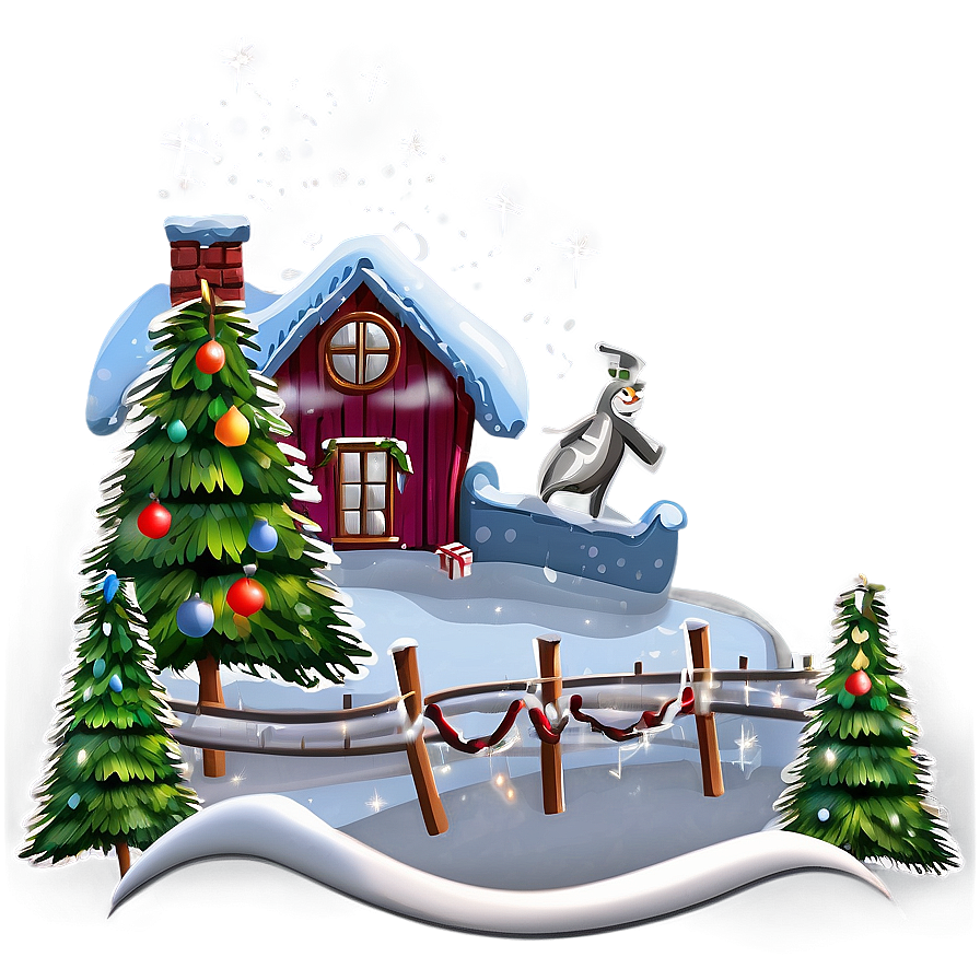 Frosty Merry Christmas Scene Png 26