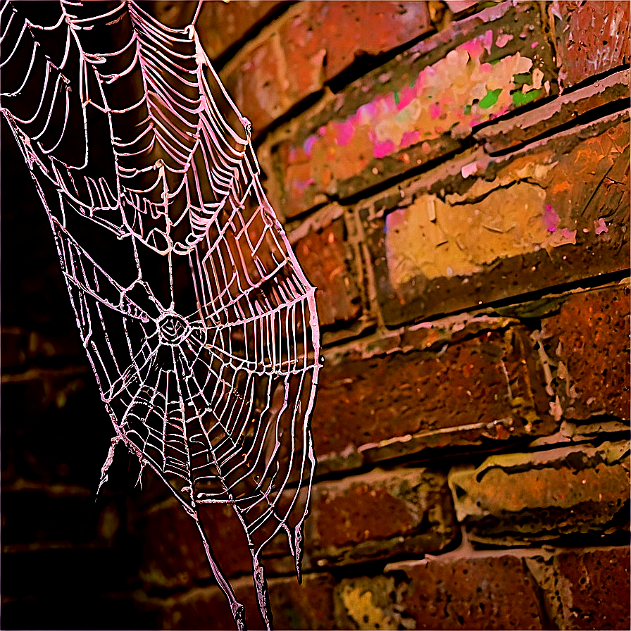 Frosty Spider Webon Brick Wall