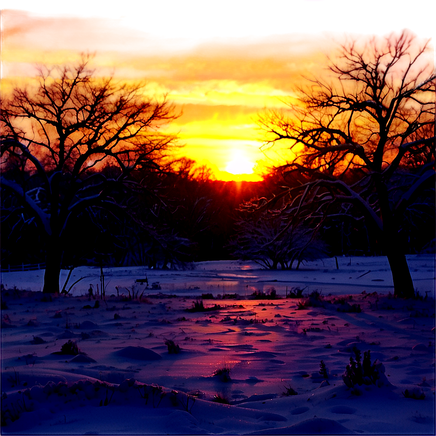 Frosty Winter Sunset Png Uhy