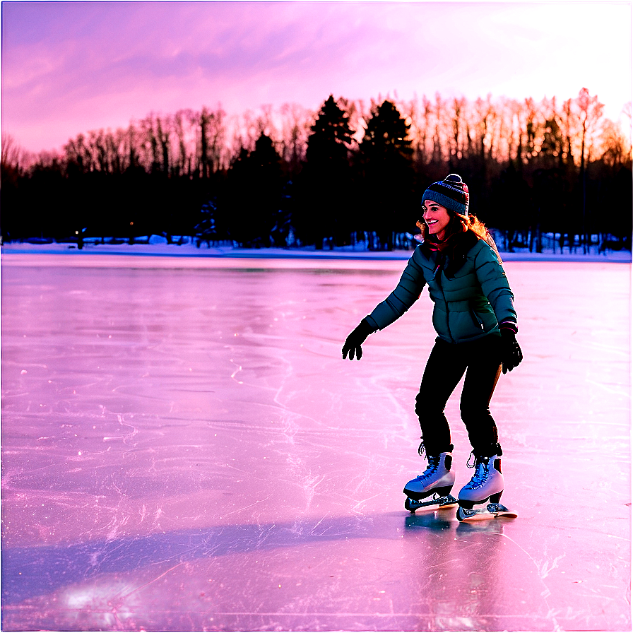 Frozen Lake Skating Png Sng16