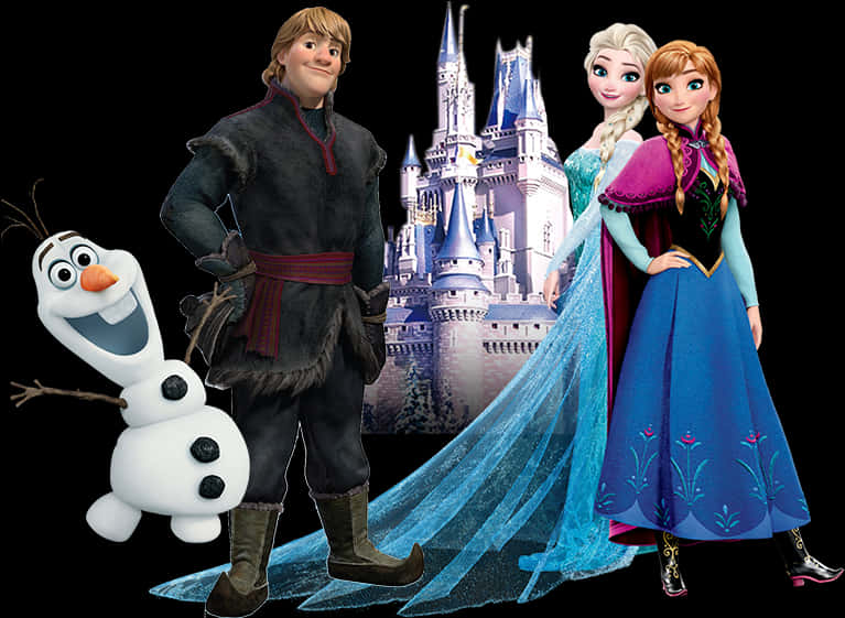 Frozen Main Characters Castle Backdrop