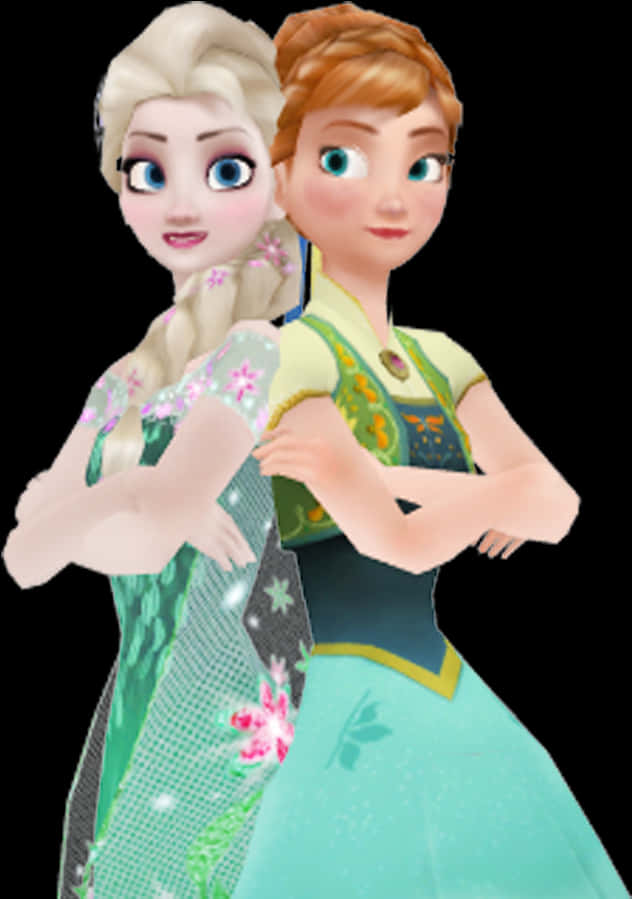 Frozen Sisters Elsaand Anna Animated Characters