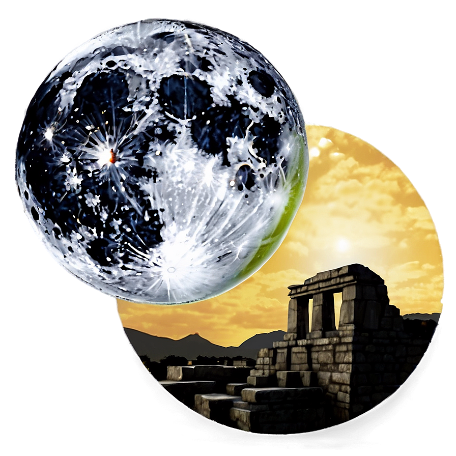 Full Moon Ancient Ruins Png Bwa