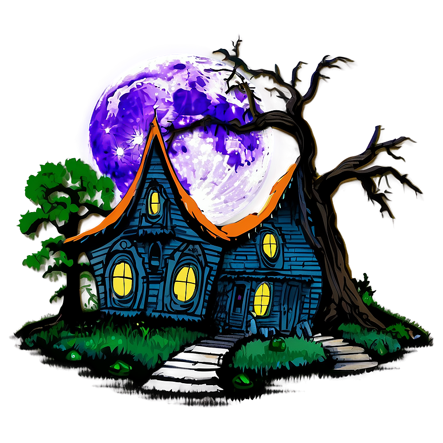 Full Moon Haunted House Png 94