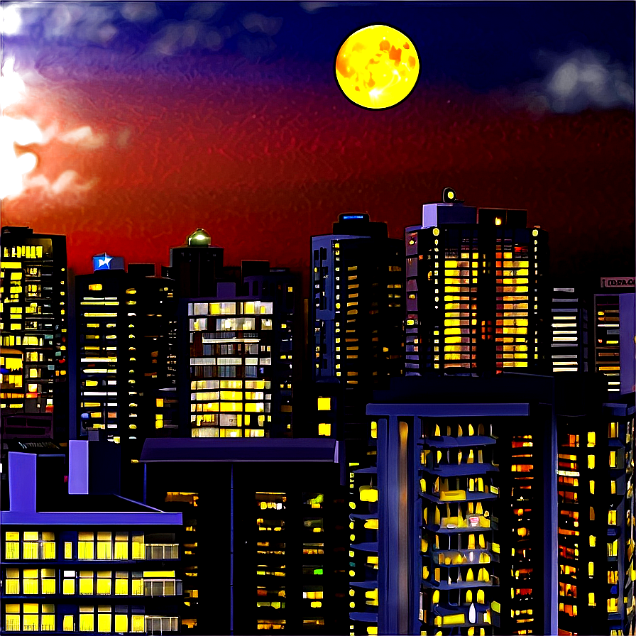 Full Moon Over Cityscape Png 51