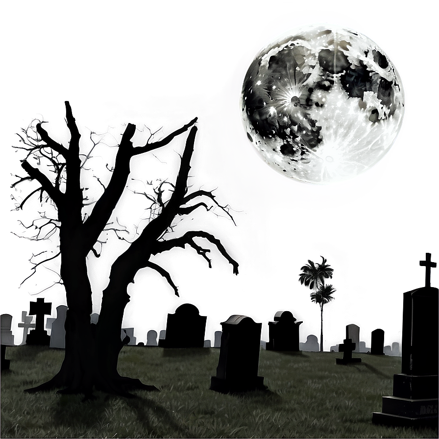 Full Moon Over Graveyard Png Axy