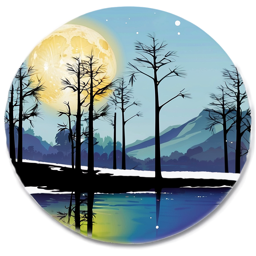 Full Moon Reflection Lake Png Cbf21