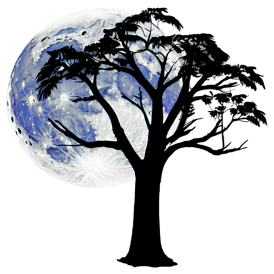 Full Moon Silhouette Trees Png 05242024