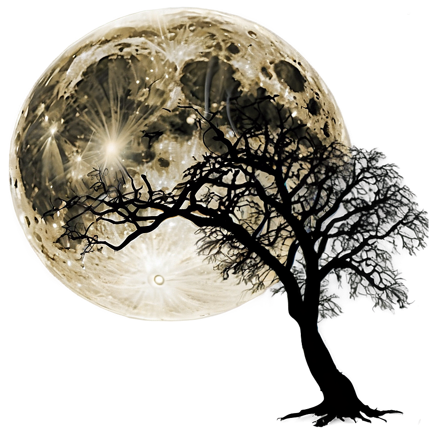 Full Moon Silhouette Trees Png 05242024