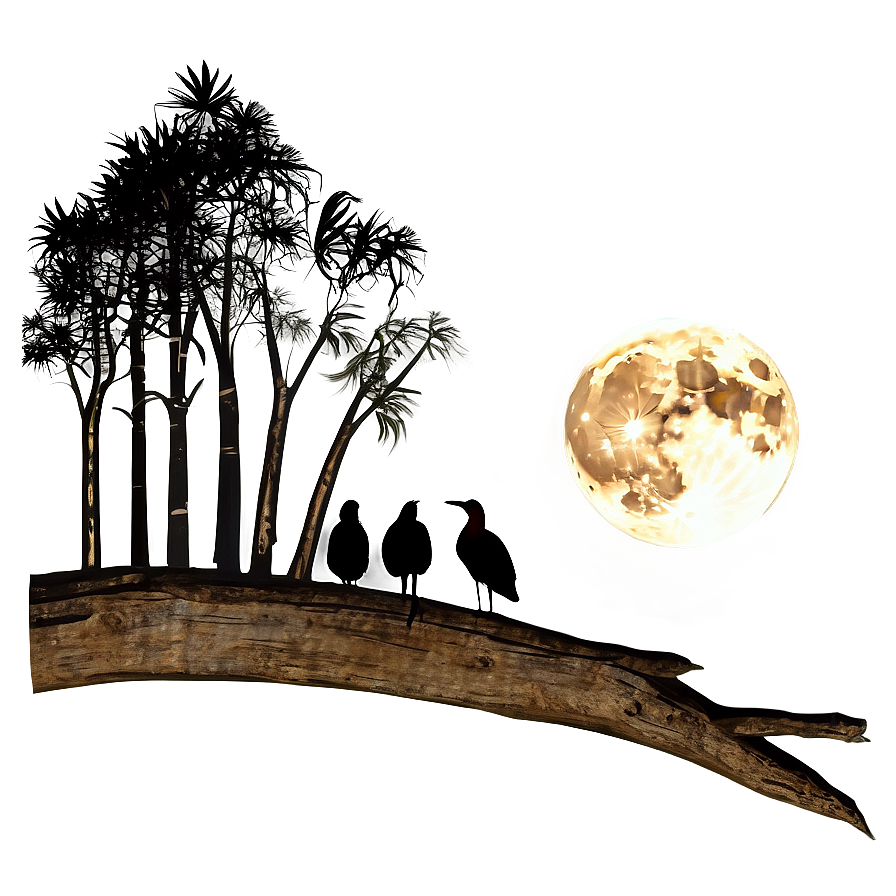 Full Moon Wildlife Scene Png Bqq