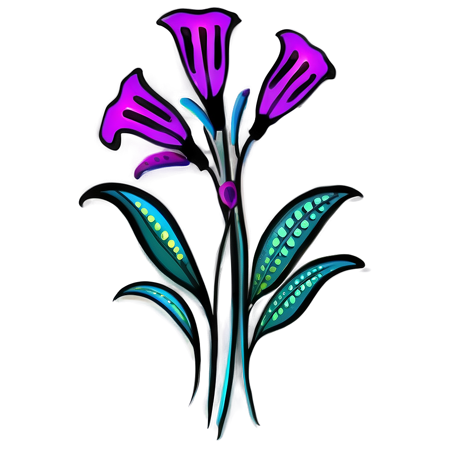 Funky Flower Outline Design Png 11