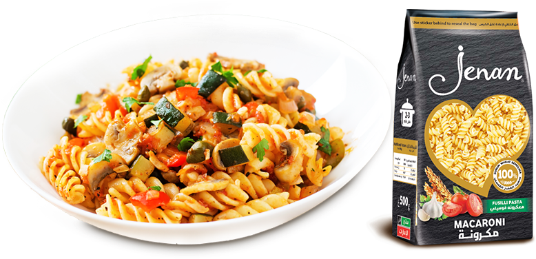 Fusilli Pasta Vegetable Stir Fryand Packaging