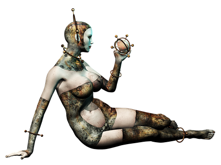 Futuristic Android Woman Pose