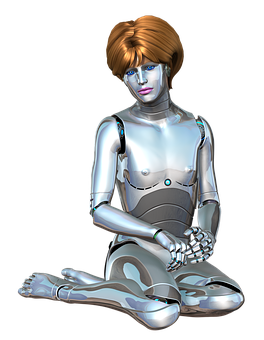 Futuristic Female Robot Sitting