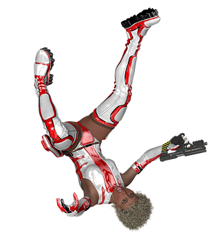 Futuristic Female Warrior Falling