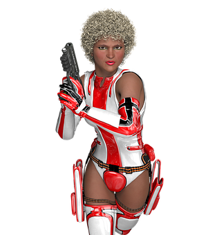 Futuristic Female Warriorwith Gun