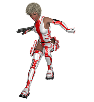 Futuristic Female Warriorwith Gun