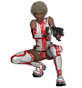 Futuristic Female Warriorwith Guns