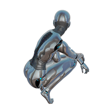 Futuristic Robot Crouching Position