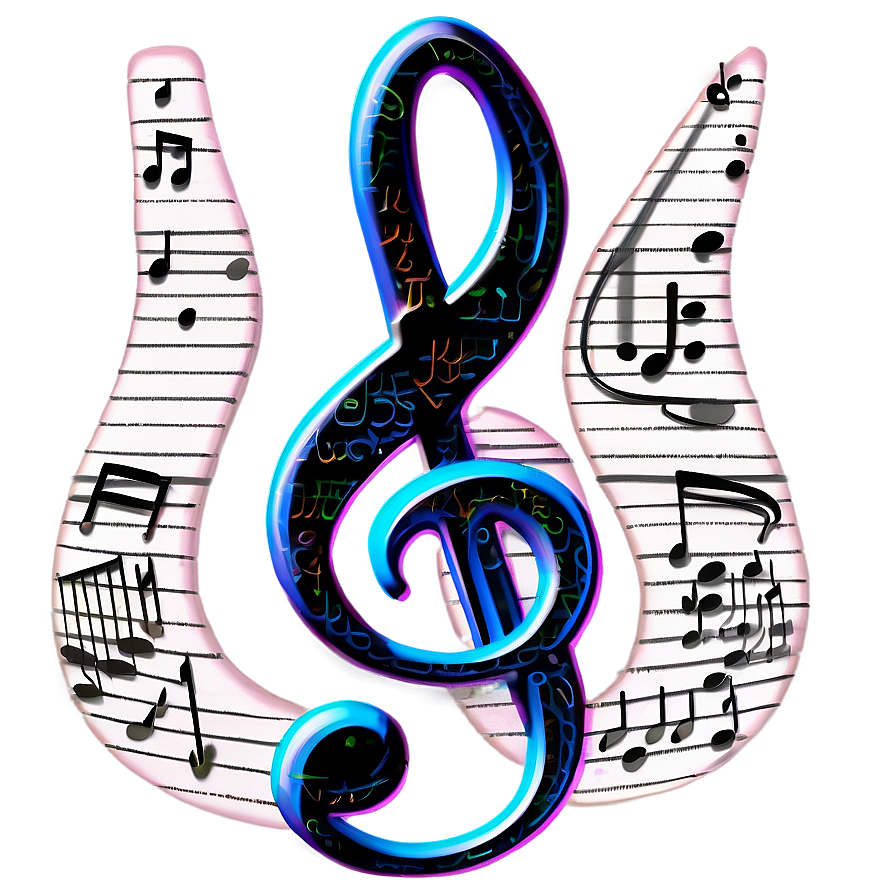 G Clef With Notes Png 06272024