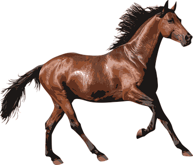 Galloping Brown Horse Illustration