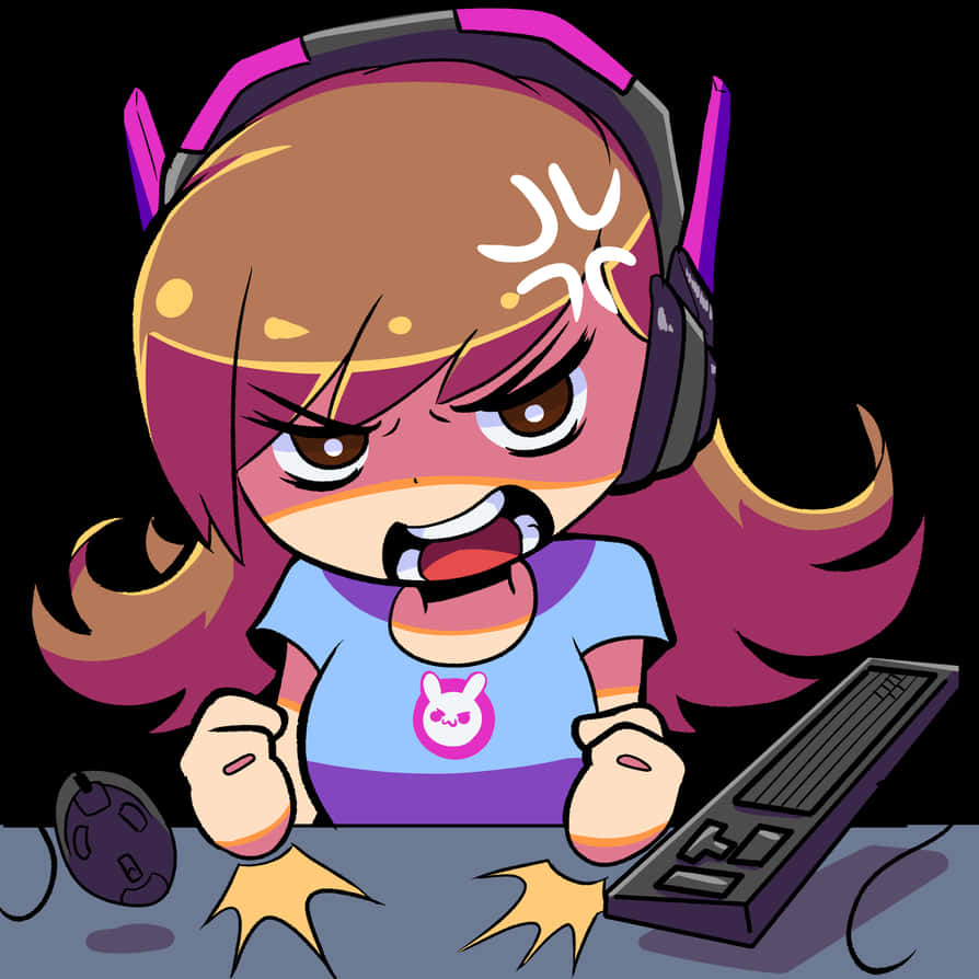 Gamer Girl Cartoon Rage