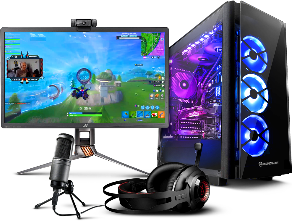 Gaming P C Setupwith L E D Lightsand Accessories