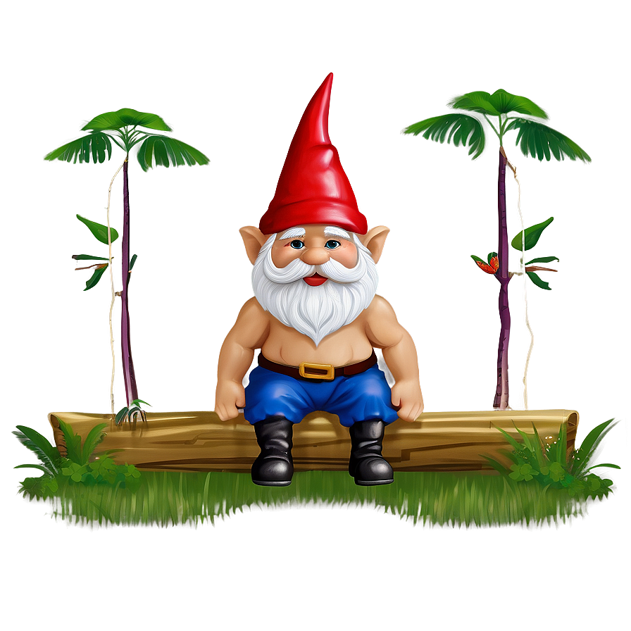 Garden Gnome Sitting Png 06132024