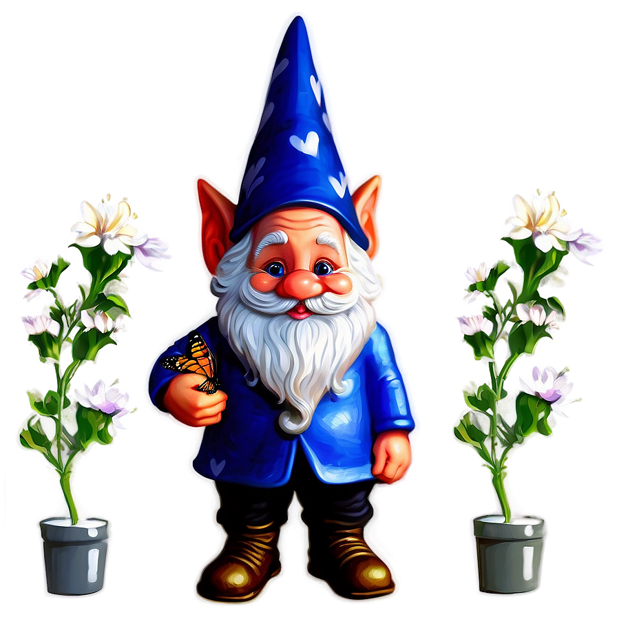 Garden Gnome With Butterfly Png 83