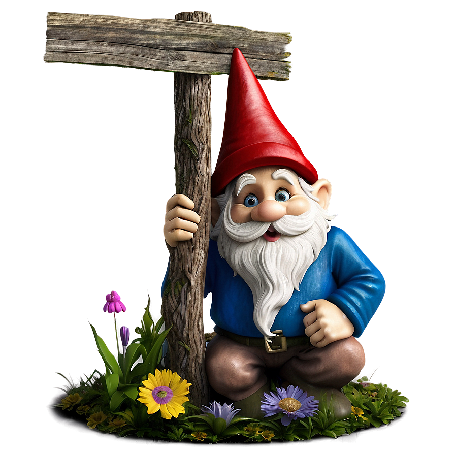 Garden Gnome With Sign Png 23