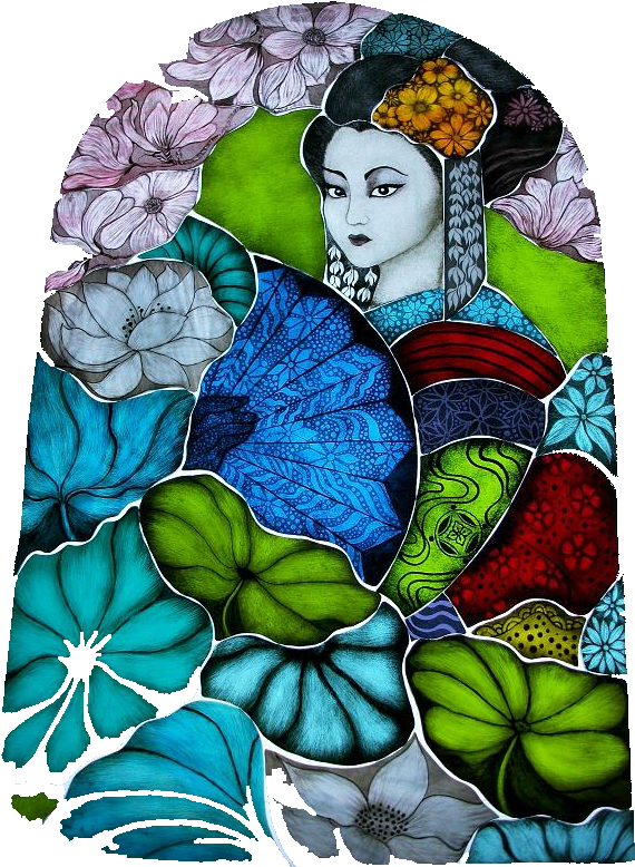 Geisha Among Floral Patterns