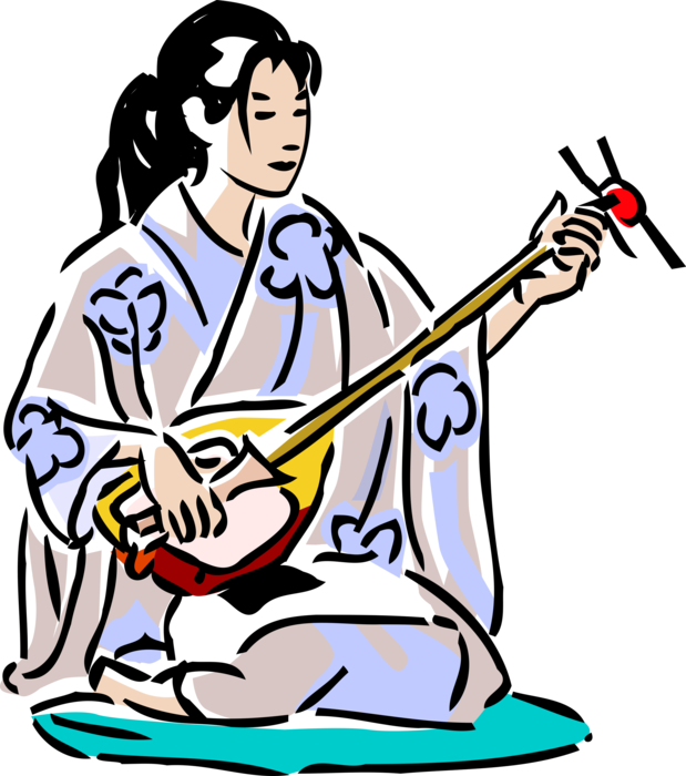 Geisha Playing Shamisen