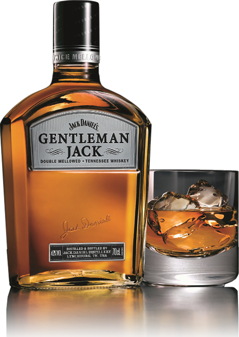 Gentleman Jack Whiskey Bottleand Glass