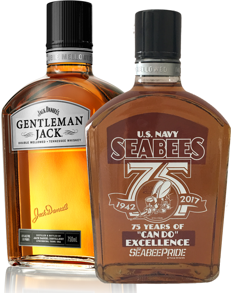 Gentleman Jackand Seabees Whiskey Bottles